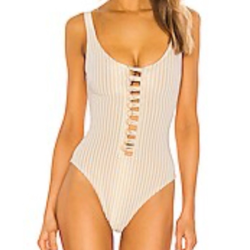 Normaillot Nocturne 20 One Piece in Cream & Gold Stripe size Medium